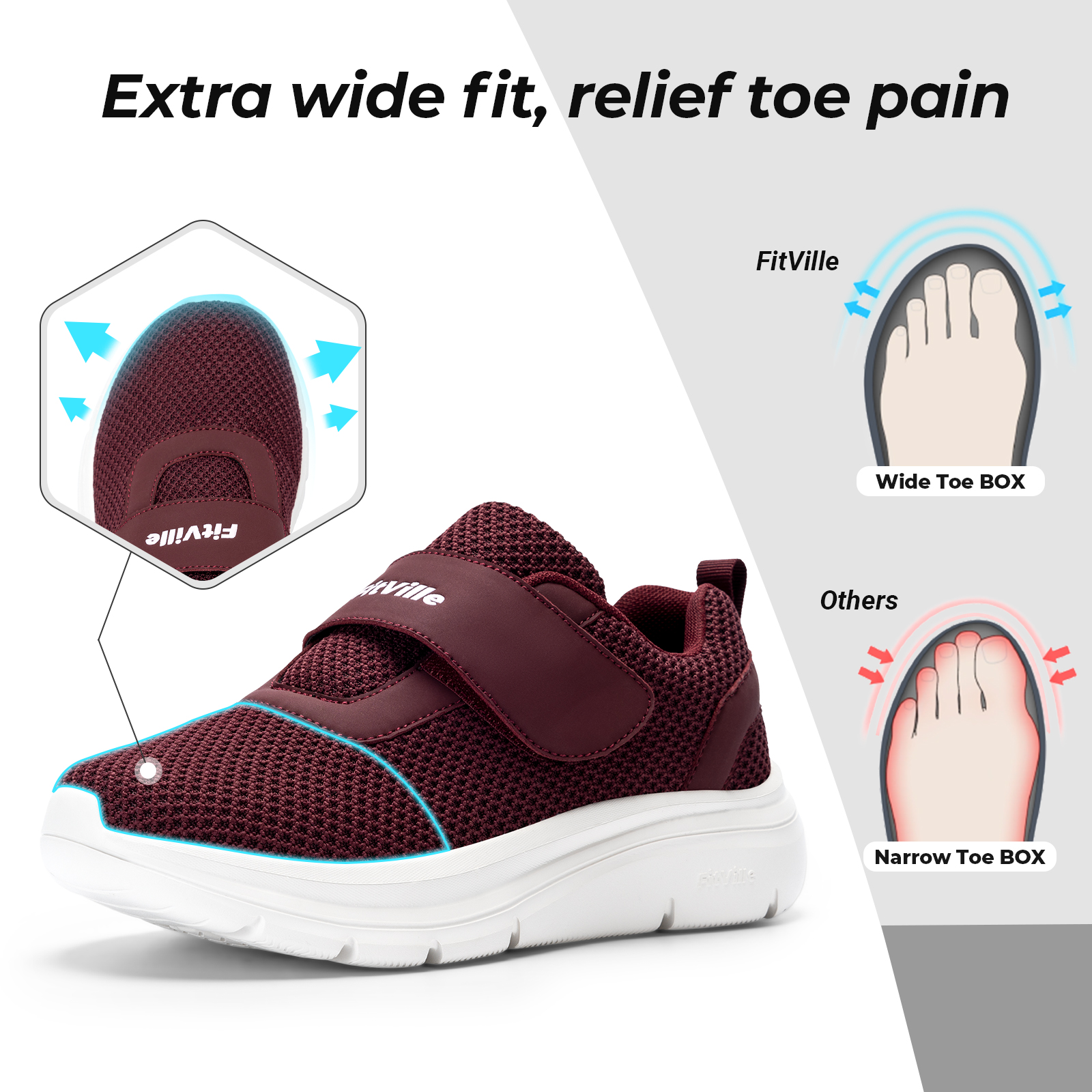 FitVille Women's Shoes Wide Di - Sneakers Care 리뷰 및 가격