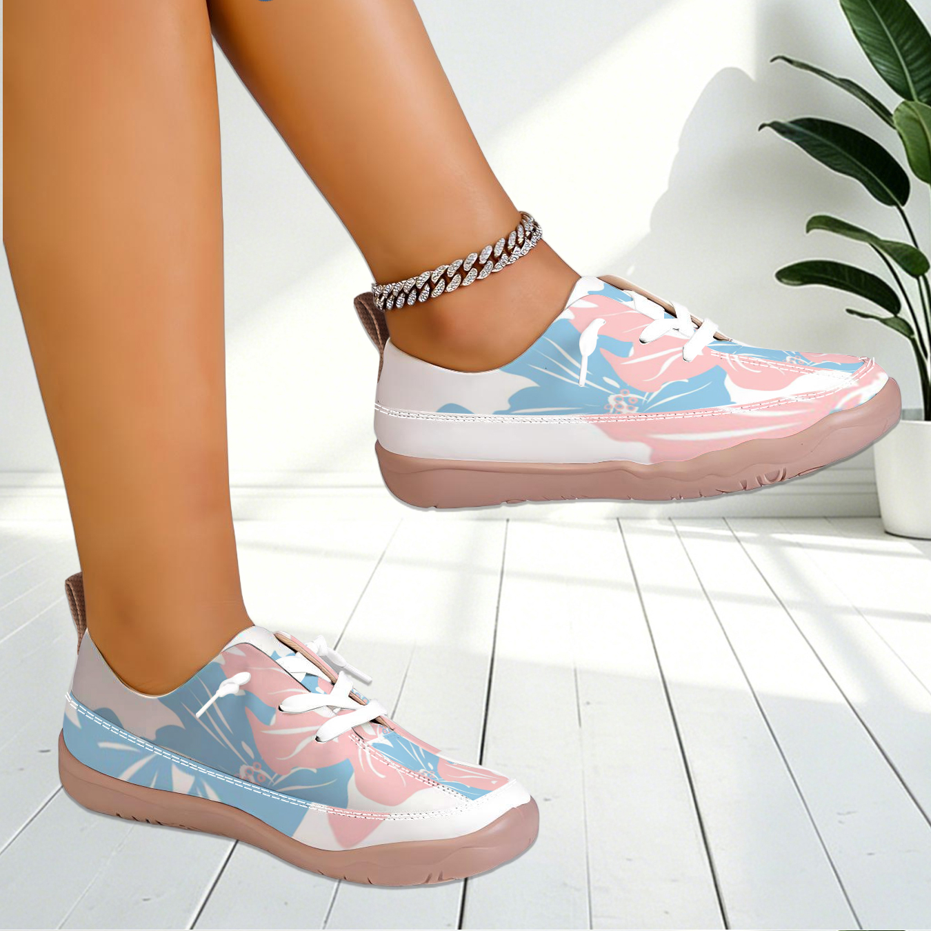 Women Floral Print Wide Toe Sn - Sneaker Care For Canvas Fabrics 리뷰 및 가격