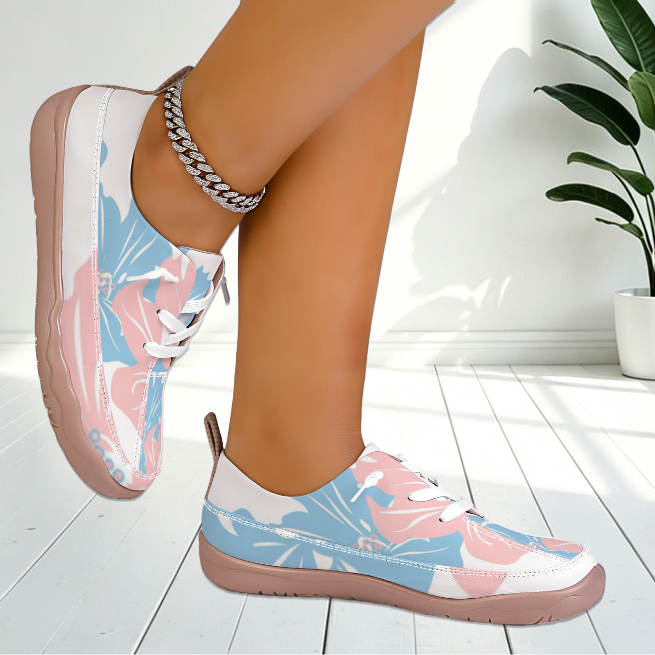 Women Floral Print Wide Toe Sn - Sneaker Care For Canvas Fabrics 리뷰 및 가격