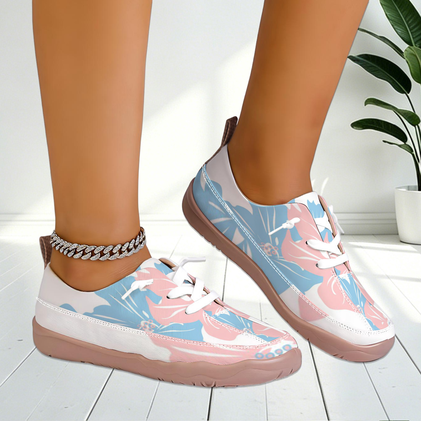 Women Floral Print Wide Toe Sn - Sneaker Care For Canvas Fabrics 리뷰 및 가격